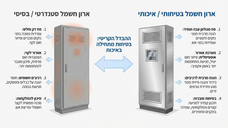 דלתות פח לארונות חשמל עמידות בפני אש המותקנות במבנה תעשייתי