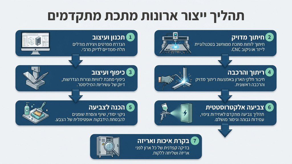 תהליך ייצור וחיתוך פלדה עבור מארזי חשמל מקצועיים