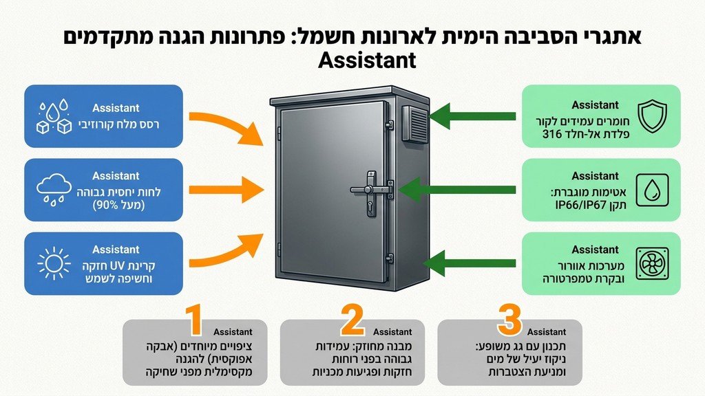 ארון חשמל ממתכת מותקן בסביבה חיצונית