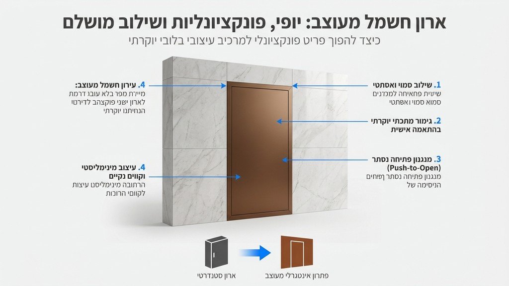 ארון חשמל מעוצב המשתלב בקיר המבנה