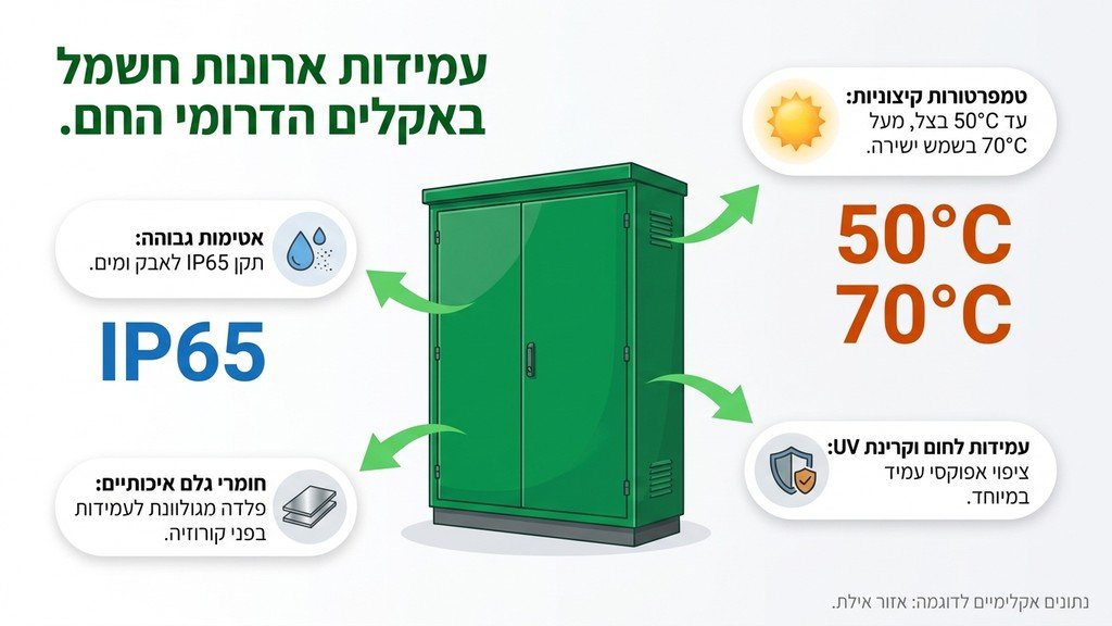 ארון חשמל ממתכת באילת מותאם לתנאי אקלים חמים וקרינת שמש