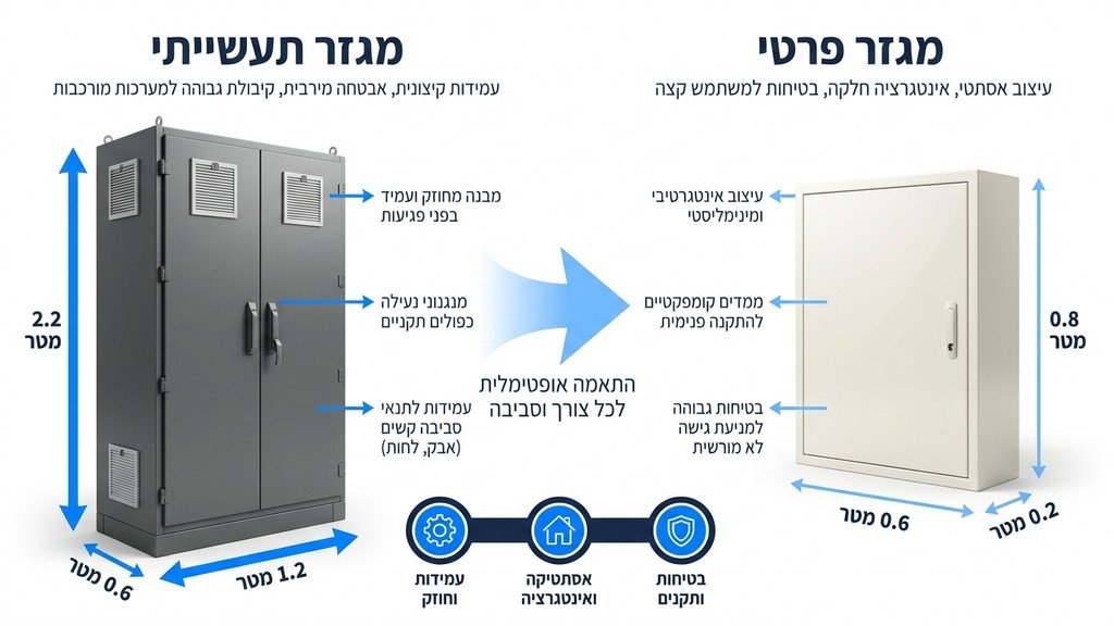 ארון חשמל תעשייתי ממתכת המיוצר על ידי היחידה לארונות חשמל מפלדה