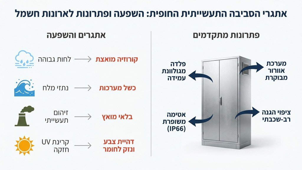ארון חשמל ממתכת מותקן באזור תעשייה בחיפה