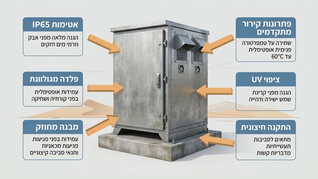 ארון חשמל ממתכת באזור תעשייה בדרום