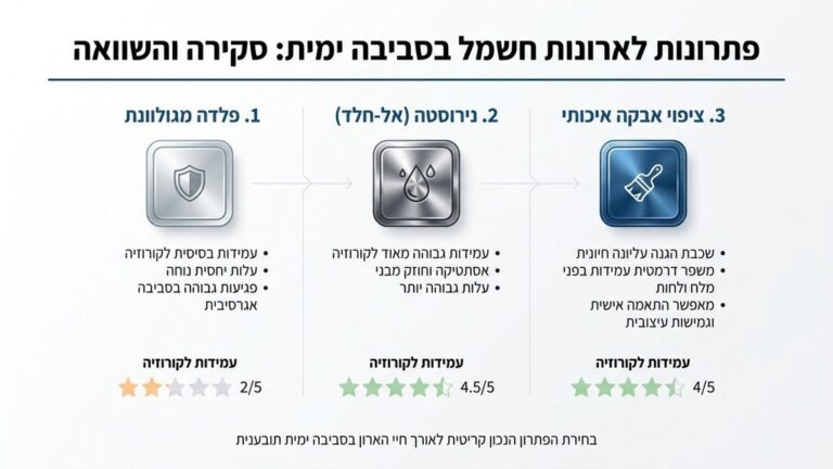 ארון חשמל ממתכת מותקן בסביבה חיצונית בעיר חוף