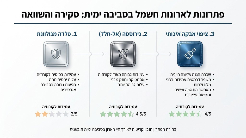 ארון חשמל ממתכת מותקן בסביבה חיצונית בעיר חוף