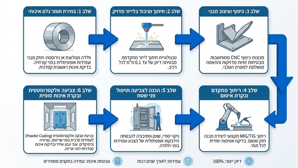 תהליך ייצור ארונות חשמל מפלדה ברמת גימור גבוהה
